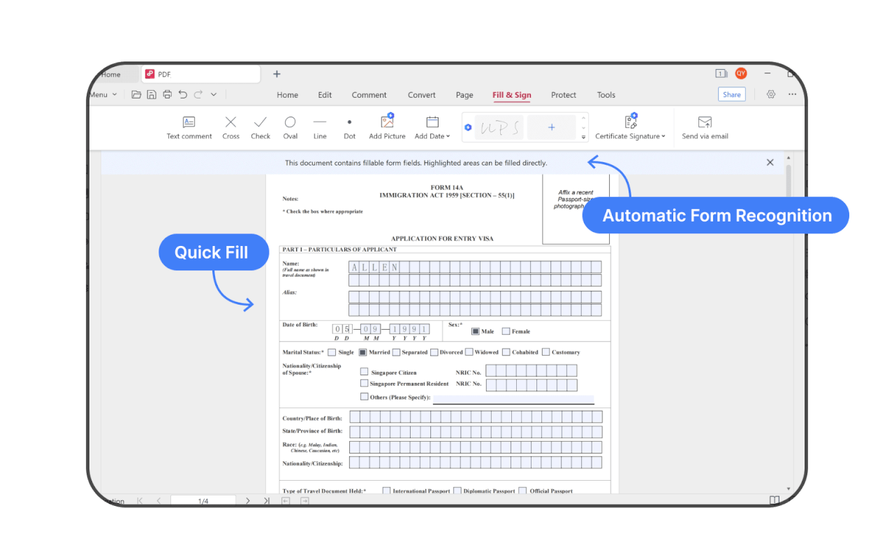 如何在 WPS Office 中填写并通过电子邮件发送 PDF 表单